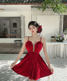 【2色】 ミニドレス キャバドレス セクシー 谷間魅せ Vネック ベルベット タイトキャミワンピース ウエストマーク パーティー 指名 LW2-DD5932