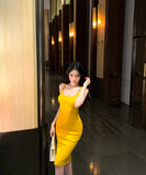 膝丈ドレスニットドレスタイトドレスセクシー通勤気質着痩せ WQ2-MXX5238