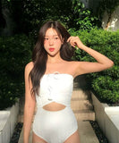 ビキニ水着ホルターネックベアトップ温泉ビーチ海三角ビキニ高級感タンキニモノキニ WQ7-BY-WX002