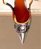 【3色】ハイヒール パンプス スリッパ デニム 美脚効果 歩きやすい 流行り party 8.5cm 百掛け ヒール 靴 WQ5-KLL001