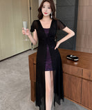 【3色】Lady's coco ロングドレス キャバドレス セクシー シースルー タイトワンピース  ロング丈 大人可愛い LW2-DD5833