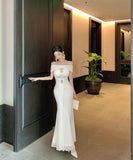 【2色】ロングドレスナイトクラブキャバドレスオフショルダーセクシーエレガント宴会パーティーレース高級感イベント WQ2-ZED888638DXH238A