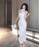 【3色】ロングドレスタイトドレスベアトップセクシーエレガント気質キャバクラ宴会パーティー WQ2-ZED886088GT513