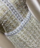 手作りドレスツイードドレス高級感ミニドレスセレブ風キラキラ宴会パーティー着痩せ気質 WQ2-GZXX002