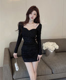 Lady's coco ミニドレス キャバドレス セクシー キラキラ ルージング デザイン ショートワンピース スリムフィット 大人可愛い デート LW2-DD5927