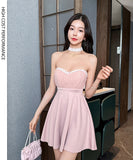 【4色】ミニドレス キャバドレス セクシー ベアトップ Aライン バックレス 谷間見せ ナイトドレス 夜遊び 指名アップ JC2-YM8891