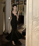 ロングドレスタイトドレスマーメイドドレスセクシーエレガント谷間見せセレブ風気質パーティー WQ2-ZED88687HS109