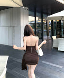 ミニドレスキャバドレスホルターネックセクシー非対称セレブ風バックレス WQ2-XKD-D529-6811-Apr7