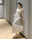 ロングドレス キャバドレス セクシー 上品 ワンショルダー チェーンデザイン 肩見せ ドレープ パーティー JC2-ZED888743DXH238A