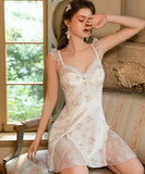 ルームウェア ランジェリー スイート系 フレアスリーブ 猫柄 ベルベット メッシュ切替 リボン JC8-GR6538