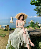 ロングドレス リゾートウェア ハーネスネック 花柄 フリル シフォン フレンチテイスト レトロ JC2-CD4-516-53040800