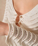 【2色】サンドレス ロングドレス 谷間見せ 袖付き おしゃれ クロシェ編み hot girl WQ2-CM82601