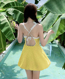 【2色】水着ビキニワンピースAライン体型カバー露出控え着痩せ気質フラワーカワセクシー WQ7-BY-WX001