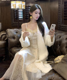 Lady's coco ロングドレス キャバドレス  セクシー フレンチスタイル 上品  ジャカード 着痩せ 秋新作 パーティー ドレス風 パーティー 二次会 LW2-XKDD335B-6515-Oct14