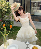 ロングドレスティアードスカートカワセクシーエレガント着痩せ気質フリル夏Aライン WQ2-MXX3066