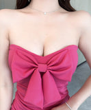 【4色】ミニドレス キャバドレス セクシー チューブトップ リボンデザイン タイトミニワンピース ナイトドレス LW2-DD5834