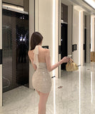 minidressキャバドレスキラキラホルターネックVネック谷間見せパーティーナイトクラブ WQ2-ZED882542DXH437A