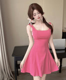 【3色】ミニドレス キャバドレス 甘めセクシー フレンチレトロ キャミワンピ スクエアネック 着痩せ デート 女子会 JC2-ZED887359GT528B