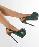 【2色】ハイヒール ストーンエンボス プラットフォームソール オープントゥ 美脚効果 エレガント パーティー フォーマルシューズ JC5-JLGJJM-669-9