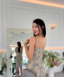 膝丈ドレスエレガントレースセクシー気質タイトドレス谷間見せ韓国っぽおしゃれ WQ2-ZED88794E