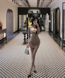 Lady's coco ミニドレス キャバドレス セクシー レース カットアウト タイトミニワンピース 長袖 ウエストマーク ボディコン デート LW2-DD5916