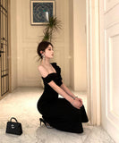 ロングドレスマーメイドドレスフリルワンショルダーセクシーエレガント宴会パーティータイトドレス WQ2-DD4816