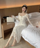 【3色】ロングドレス キャバドレス セクシー レース  ノースリーブ リボンストラップ LW2-DD5819