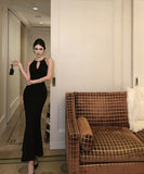 ロングドレスキャバドレスキラキラホルターネックセクシー高級感宴会パーティー誕生日谷間見せ気質 WQ2-DD4159