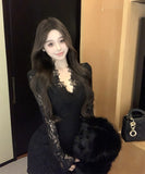 【2色】ミニドレス キャバドレス タイトドレス セクシー 大人フェミニン レースカットアウト Vネック ボディコン デート ナイトクラブ JC2-XKDD355-6601-Aug27