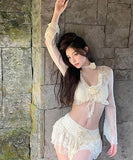 3点式セットビキニ水着モノキニレースワンピース谷間見せセクシービーチ海モノキニタンキニ旅行 WQ7-YQ-HHhAX5WHLL