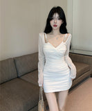 【2色】ミニドレス キャバドレス ワンピース セクシー Vネック着痩せ  KS2-DD5266