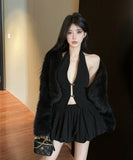 【2点セット】ミニドレス キャバドレス セクシー ホルターネック クロップドトップス 花びらスカート セットアップ  体型カバー LW2-SB6556