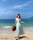 ロングドレスサンドレスAラインバックレスドレスフリル体型カバーセクシー大人可愛い旅行SNS話題 WQ2-CD4-516-52700550