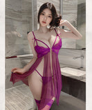 【3色】ルームウェア ランジェリー セクシー レース ディープVネック フロントオープン シースルーメッシュ 透け感 誘惑 イチャラブ JC7-JJ1687