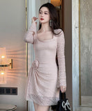 手作りドレスミニドレスレース高級感非対称セクシー宴会パーティー気質 WQ2-JY11469