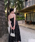 ロングドレスベアトップナイトドレス宴会パーティー花柄チュール着痩せ気質 WQ2-XHY916382