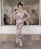 【3色】ロングドレス キャバドレス セクシー 胸元大胆 レオパード柄 ベロア素材 キャミワンピ タイトシルエット 指名 JC2-DD6330