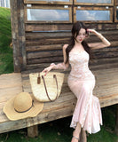 ロングドレスサンドレス花柄マーメイドドレスキャミワンピエレガント気質セクシーフラワーSNS話題 WQ2-CD7-411-65520680