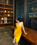 膝丈ドレスニットドレスタイトドレスセクシー通勤気質着痩せ WQ2-MXX5238