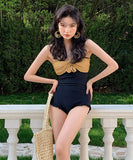 水着モノキニタンキニビキニリボン体型カバー露出控えセクシーリボンワンショルダー温泉ビーチ海 WQ7-DP-A31489