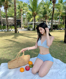 4点式セット ビキニ水着ホルターネックフリルセクシーワンピースエレガント気質 体型カバー WQ7-GM-adn004