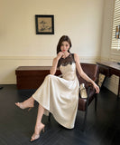 ロングドレスAラインエレガントレースセレブ風着痩せ気質高級感おしゃれ大人可愛い宴会パーティー WQ2-ZED889893GT347