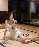 【2色】Lady's coco ミニドレス キャバドレス エレガント フレンチ メッシュ ビジューデザイン ノースリーブ ボディコン JC2-XKDD310-3393-Oct10