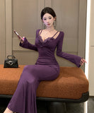 【2色】ロングドレス キャバドレス セクシー フェイクレイヤード レーストリム キャミソール 谷間魅せ 上品 タイト マーメイドワンピ 指名 JC2-DD6075