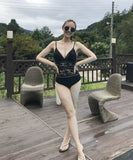 【2色】ビキニ 水着 モノキニ バックレス 体型カバー 韓国風 レース カットアウト 温泉 SNS話題 ビーチ 海 旅行 JC7-YZ-MYS101