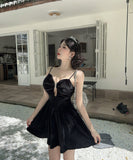 【2色】 ミニドレス キャバドレス セクシー 谷間魅せ Vネック ベルベット タイトキャミワンピース ウエストマーク パーティー 指名 LW2-DD5932