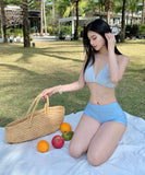 【4点セット】水着 ビキニ かわいい セパレートタイプ 長袖 体型カバー 細見え INS映え 温泉 リゾート ビーチ JC7-DP-A22967