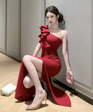 【2色】ロングドレス キャバドレス セクシー ワンショルダー ボディコン スリット入り パーティー JC2-DD3959