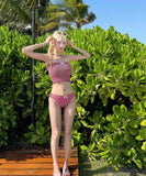 水着ビキニ水着モノキニチェック柄カワセクシー温泉ビーチ海旅行リボンベアトップ WQ7-CF-AD1639