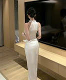 ロングドレス キャバドレス セクシー フレンチ ホルターネック 清楚 アシンメトリー マーメイド バースデー JC2-JW62701GD751